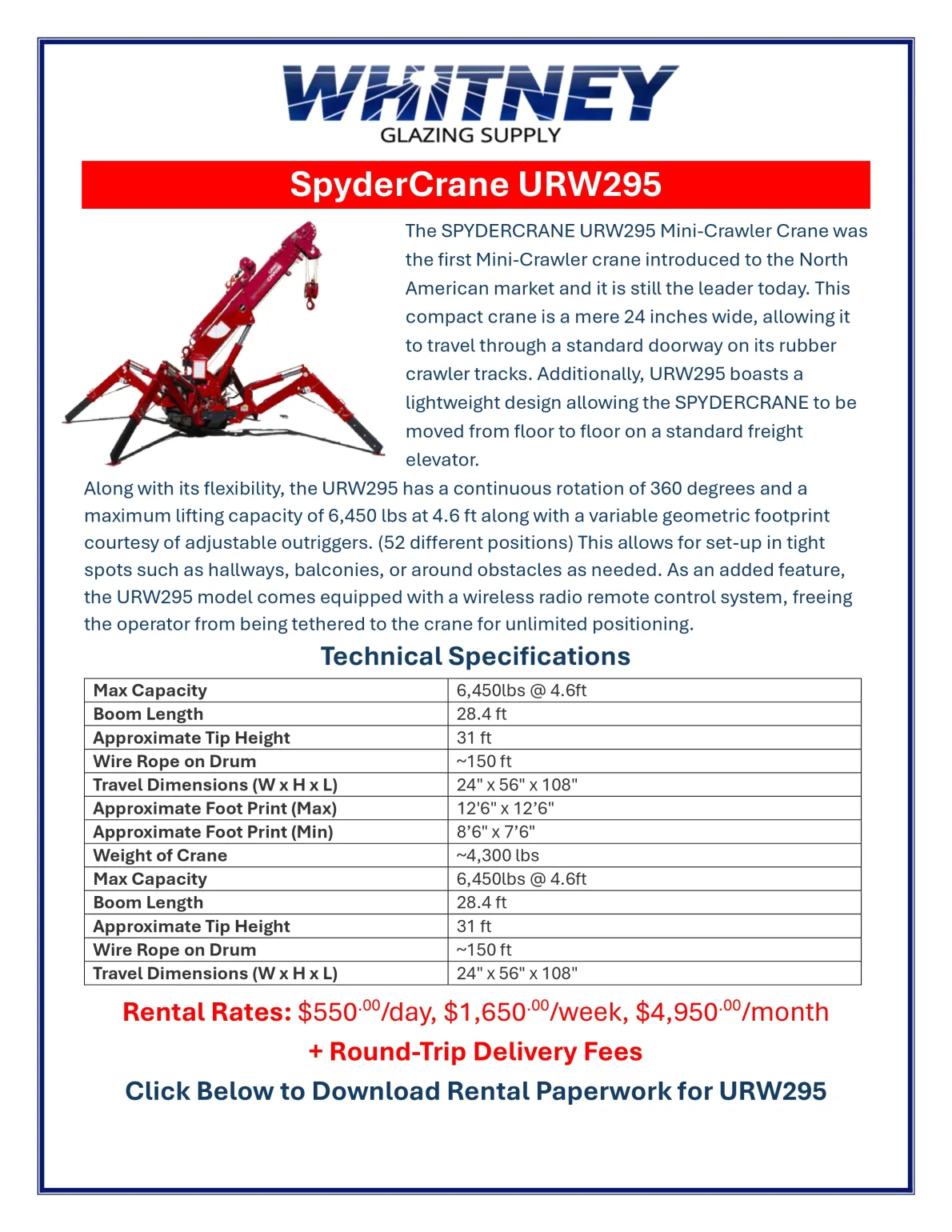 SpyderCrane URW295