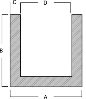 Aluminum Edge Stiffener U Channel for 1/4"