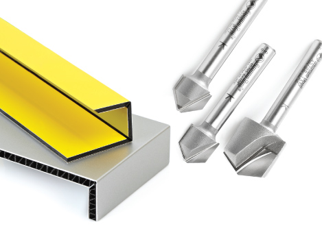 3-Pc Double Edge Folding X Groove Router Bit Set for Aluminum Composite Material (ACM)