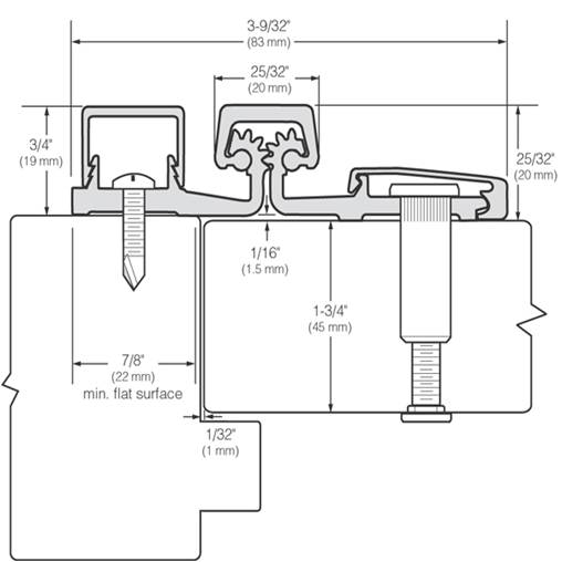 "Quality Imports" HD Narrow Full Surface 450lb Rated Roton-Style Hinge